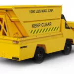Back angle of yellow Motrec MX-480 Refuse Hauler custom truck.