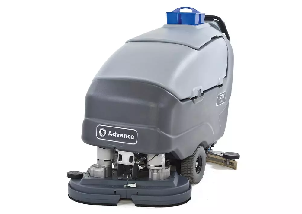 Advance SC750 professional cleaning walk-behind scrubber.