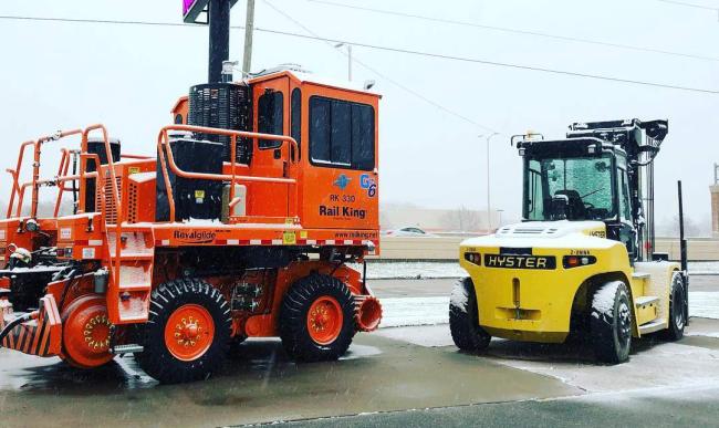 Rail King and Hyster Equipment in the Snow
