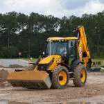 JCB 4CX-14 Super Backhoe Loader on construction site.
