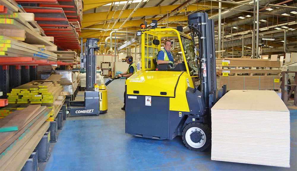 Combilift COMBI-CB8E Electric Forklift trucks in warehouse.