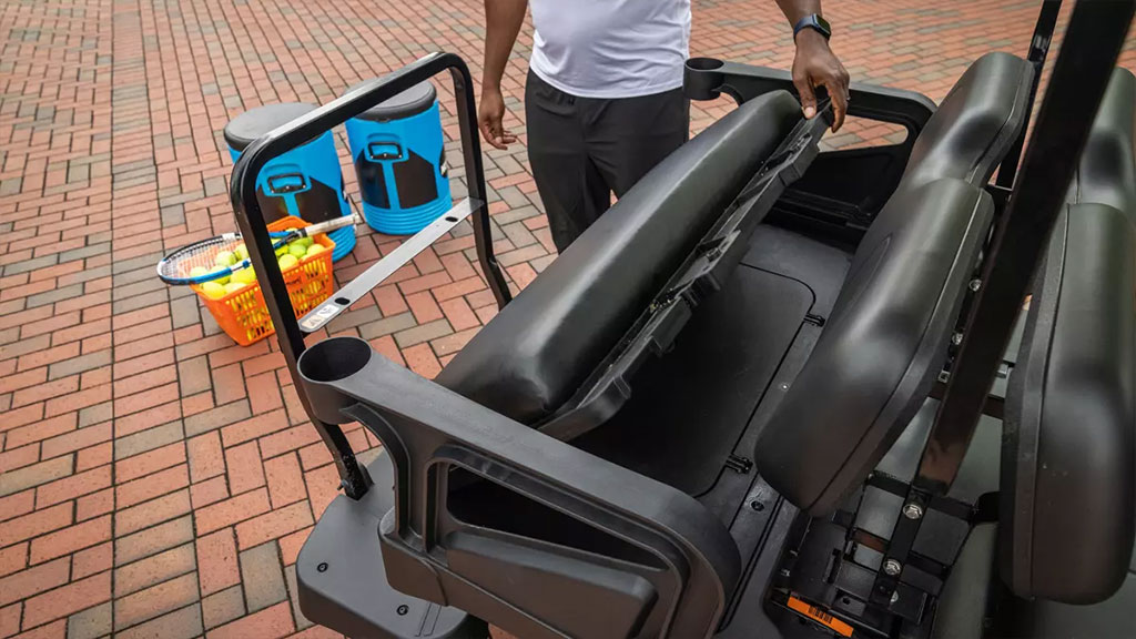 Cushman Shuttle 2+2 burden carrier flip seat.
