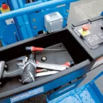 Genie GR-27J vertical mast lift operator area.