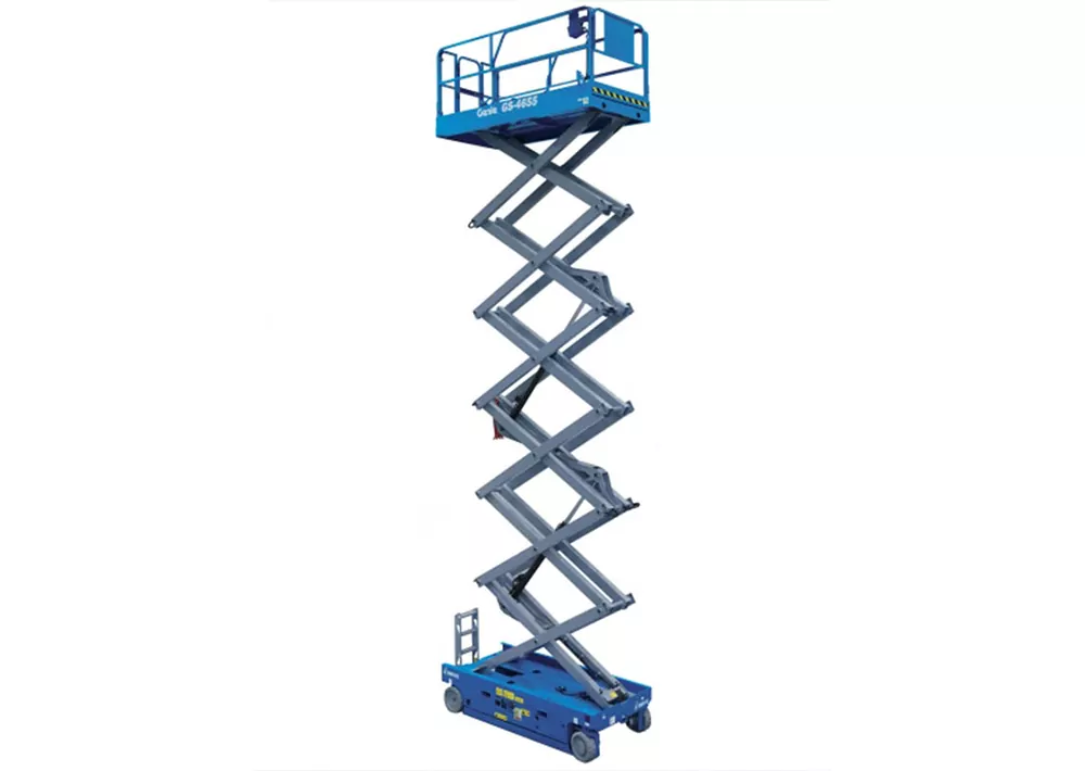 Genie GS-4655 slab scissor lift raised.