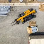 Top view of JCB 505-20TC telescopic handler on construction site.