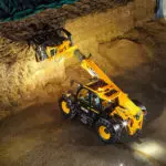 JCB 542-70 Agri telescopic handler stacking hay.