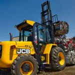 JCB 930 Rough Terrain Forklift in a scrap yard.