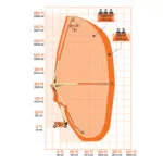 Reach zone for JLG 1500AJP articulating boom lift.