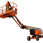 JLG 1500AJP articulating boom lift, platform slightly raised.