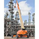 JLG 1850SJ boom lift being used at an outdoor plant.