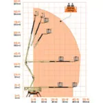 Reach diagram for JLG X770AJ compact crawler boom lift.