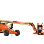 JLG EC600SJ boom lift with bucket lowered.