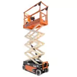 Extended JLG ES1932 electric scissor lift.