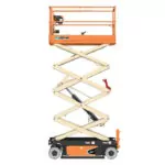 JLG ES2646 electric scissor lift, raised.
