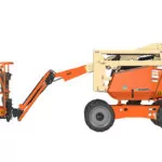 Side of JLG H340AJ Hybrid articulating boom lift.