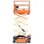 Raised JLG R1932 electric scissor lift.