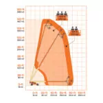 Reach diagram for JLG 1350SJP ultra series telescopic boom lift.