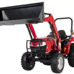 Mahindra Compact 1626 Utility Tractor, bucket raised.