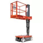 Skyjack SJ12 E vertical mast aerial lift extended.