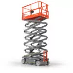 Skyjack SJ4740 electric scissor lift, platform raised.