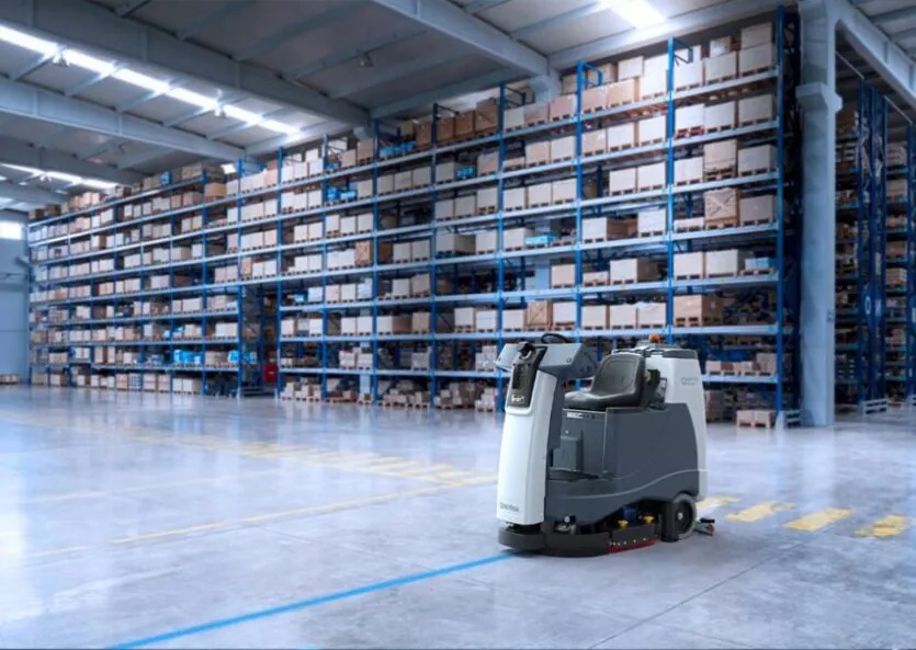 Advance Liberty SC60 cleaning warehouse floors.