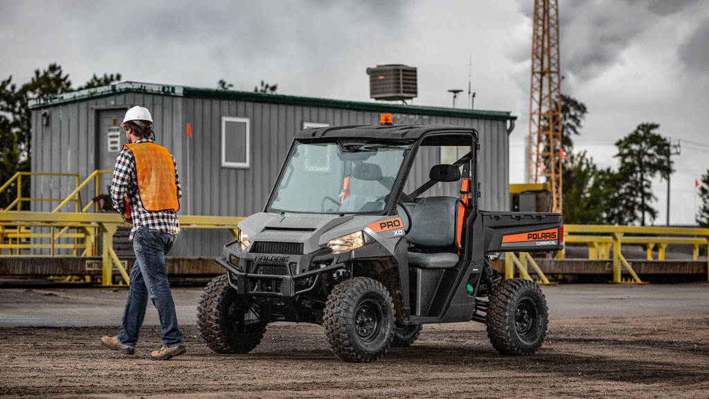 Polaris Commercial PRO XD Full-Size Diesel Utility Vehicle on work site.
