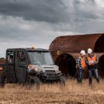 Polaris Commercial PRO XD Full-Size Diesel Crew Utility Vehicles on work site.