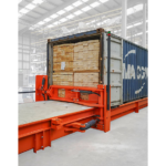 Combilift Combi-CSS container slip sheet with container and lumber.