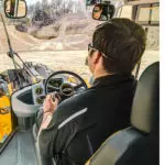 JCB 437 Wheel Loader construction and agriculture truck driver area.