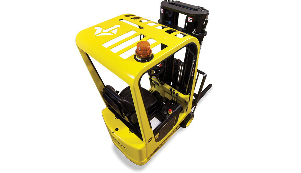 Mariotti ME 10C AC 3 wheel electric Forklift top view.