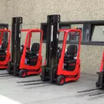 Mariotti MYCROS AC RWD 10C Forklifts lined up outdoors.