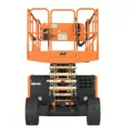 Side of electric JLG ERT4769 rough terrain scissor lift.