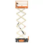 Elevated electric JLG R3246 scissor lift.