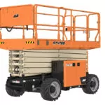 Side angle of JLG RT4769 scissor lift.