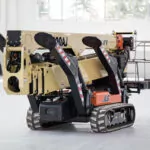 JLG X1000AJ compact crawler boom lift lowered.