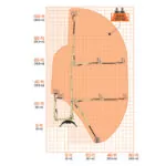 Reach diagram for JLG X1000AJ compact crawler boom lift.