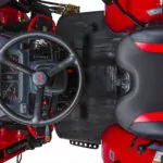 Mahindra 2645 Shuttle tractor operator chair and controls area.