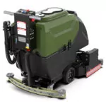 Back angle of Kodiak K16 walk-behind scrubber with cylindrical deck.