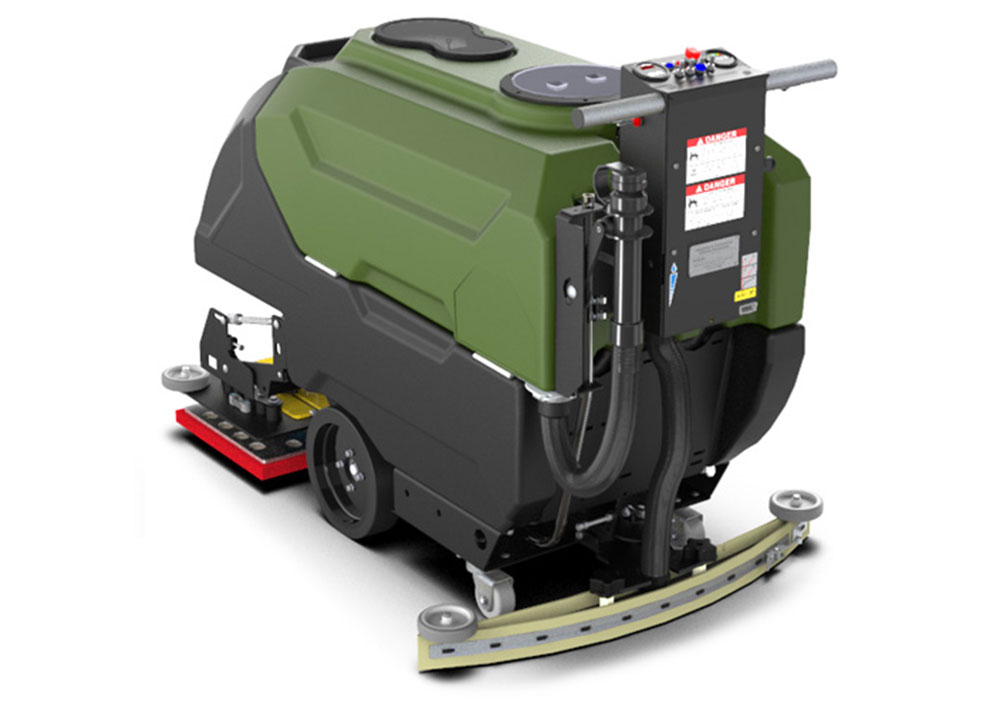 Back angle of Kodiak K25 walk-behind scrubber with orbital deck.