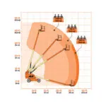 JLG 400S HC3 telescopic boom lift reach diagram.