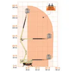 JLG X540AJ boom lift reach diagram.