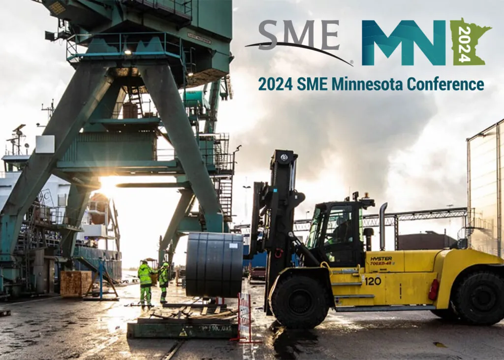 Hyster Big Truck transporting items outdoors. SME MN logo.