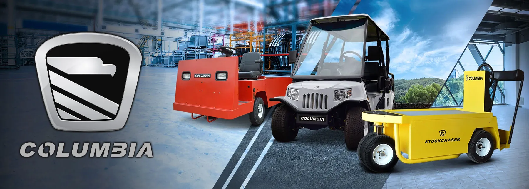 Columbia Payloader, Journeyman, and Stockchaser utility vehicles.