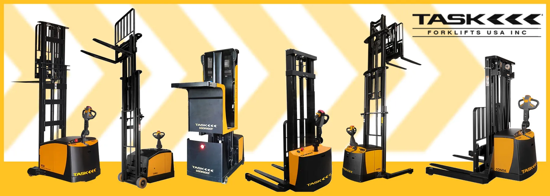 Task Boa, Cobra, Sidewinder, Taipan, Viper and Conda material handling vehicles.
