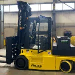 RICO Electric Pegasus counterbalanced lift truck with cab.
