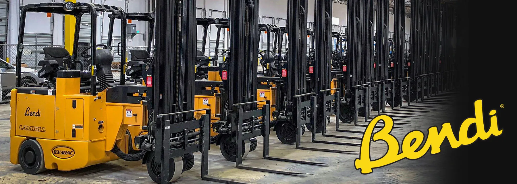 Bendi forklifts lined up.