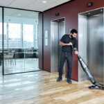 Dryft micro scrubber cleaning entryway floors.