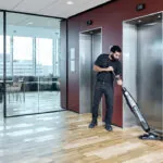 Dryft micro scrubber cleaning entryway floors.