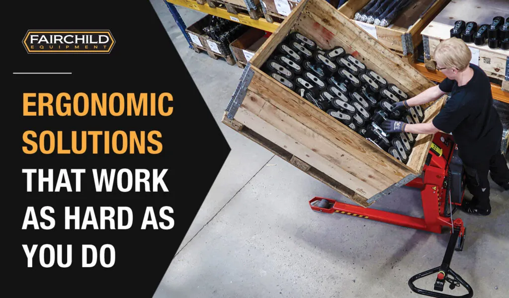 Worker using Logitrans electric logitilt ergonomic lift.