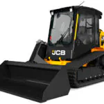 JCB 215T Compact Track Loader with bucket attachment.